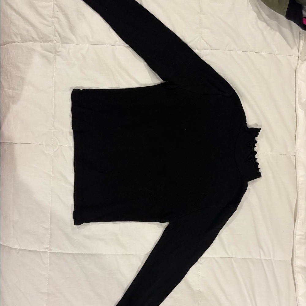 Brandy Melville Black Ruffled Edge Top